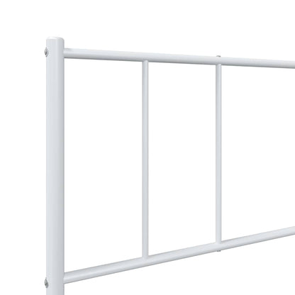 Metal Bed Frame without Mattress with Footboard White 100x200cm