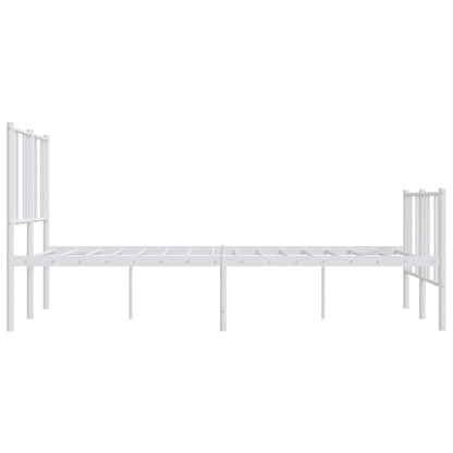 Metal Bed Frame without Mattress with Footboard White 120x190cm