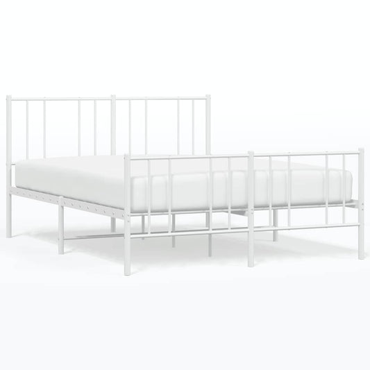 Metal Bed Frame without Mattress with Footboard White 120x200cm