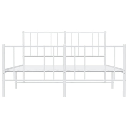 Metal Bed Frame without Mattress with Footboard White 120x200cm