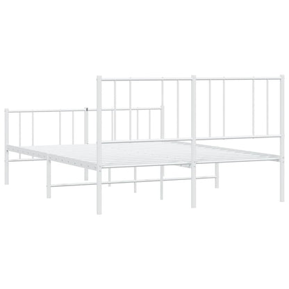 Metal Bed Frame without Mattress with Footboard White 120x200cm