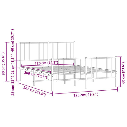 Metal Bed Frame without Mattress with Footboard White 120x200cm