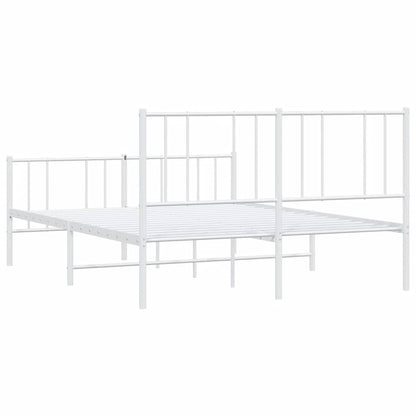 Metal Bed Frame without Mattress with Footboard White 135x190cm