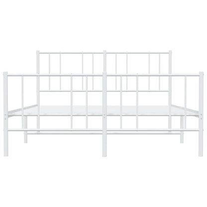 Metal Bed Frame without Mattress with Footboard White 140x200cm