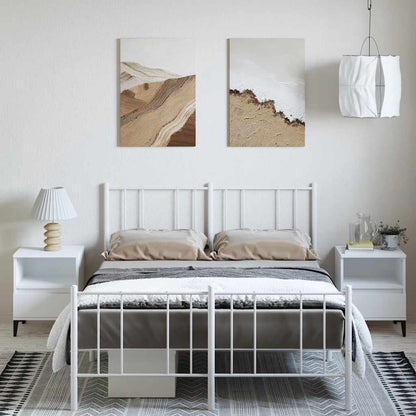 Metal Bed Frame without Mattress with Footboard White 150x200cm