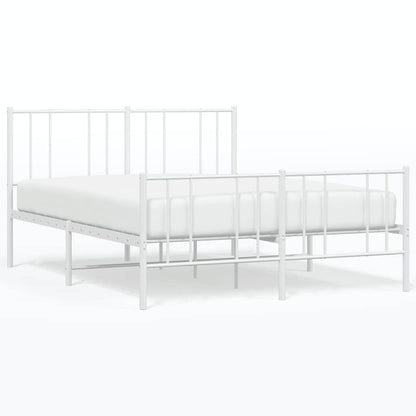 Metal Bed Frame without Mattress with Footboard White 160x200cm