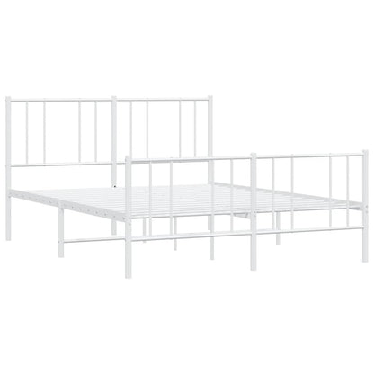 Metal Bed Frame without Mattress with Footboard White 160x200cm