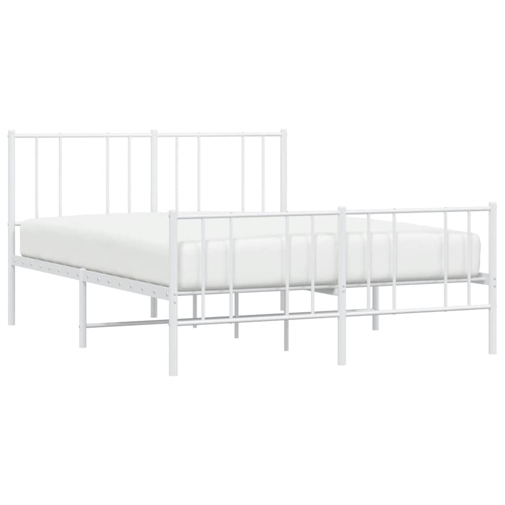 Metal Bed Frame without Mattress with Footboard White 160x200cm
