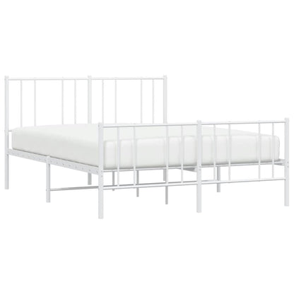 Metal Bed Frame without Mattress with Footboard White 160x200cm
