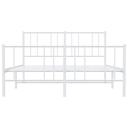 Metal Bed Frame without Mattress with Footboard White 160x200cm