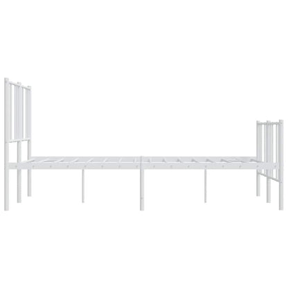 Metal Bed Frame without Mattress with Footboard White 160x200cm