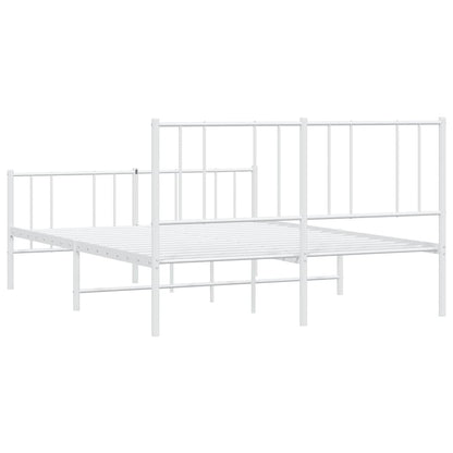 Metal Bed Frame without Mattress with Footboard White 160x200cm