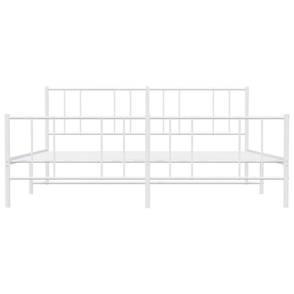 Metal Bed Frame without Mattress with Footboard White 180x200cm