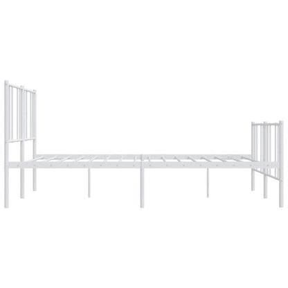 Metal Bed Frame without Mattress with Footboard White 180x200cm