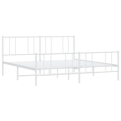Metal Bed Frame without Mattress with Footboard White 183x213cm