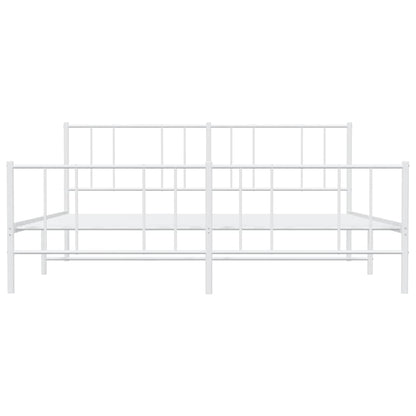 Metal Bed Frame without Mattress with Footboard White 183x213cm