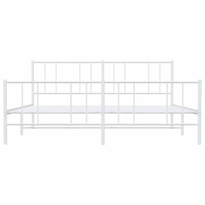 Metal Bed Frame without Mattress with Footboard White 193x203cm