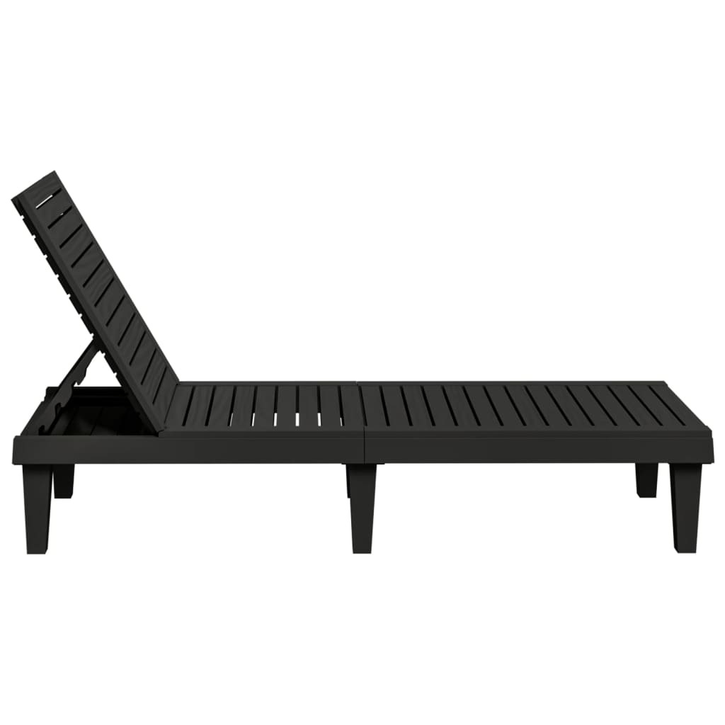 Sun Lounger | Black | Polypropylene | Standard | Adjustable Armrests