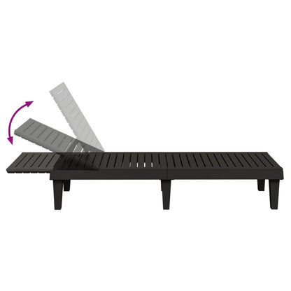 Sun Lounger | Black | Polypropylene | Standard | Adjustable Armrests
