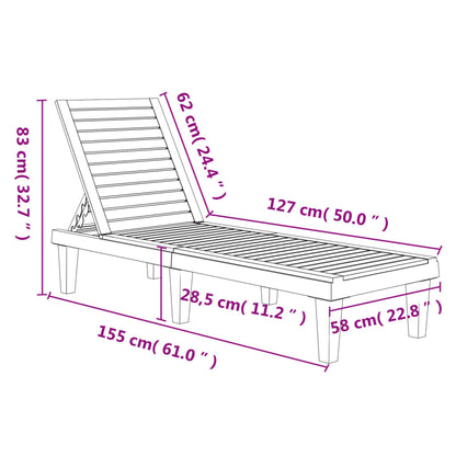 Sun Lounger | Black | Polypropylene | Standard | Adjustable Armrests