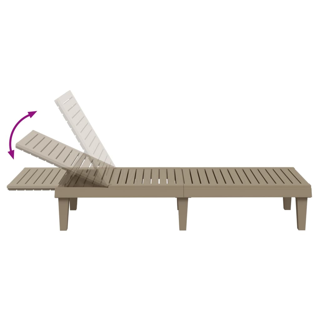 Sun Lounger | Light brown | Polypropylene | 155x58x83 cm
