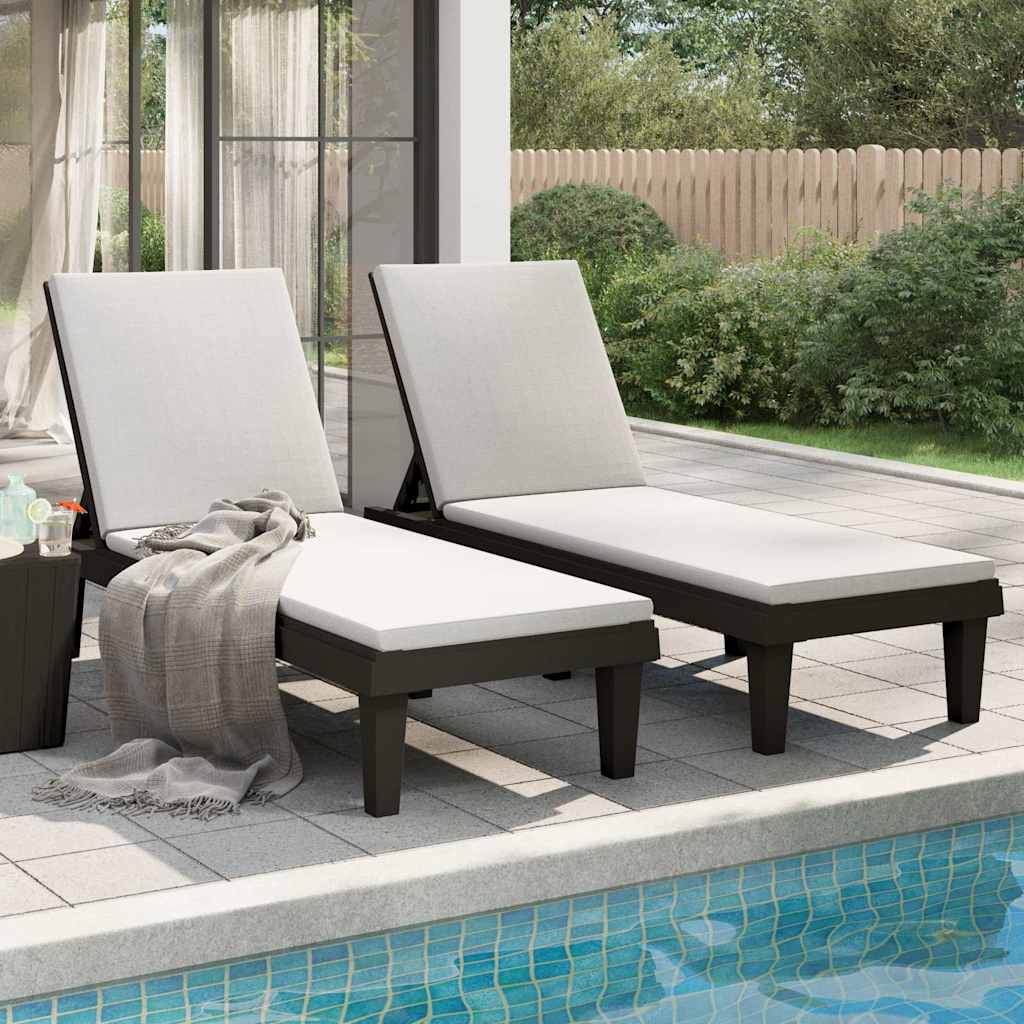 Sun Lounger | Set of 2 | Black | Polypropylene | Medium | Modern