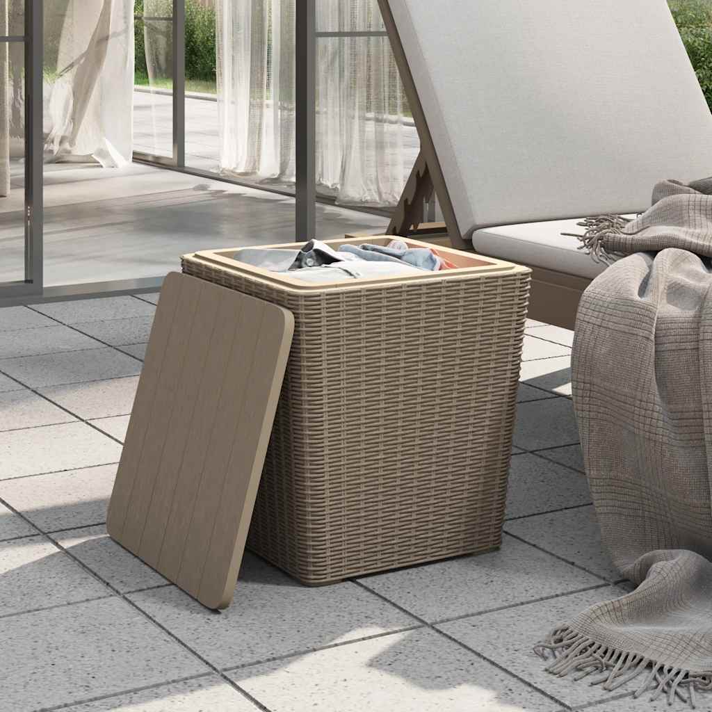 Garden Table with Removable Lid Light Brown Polypropylene