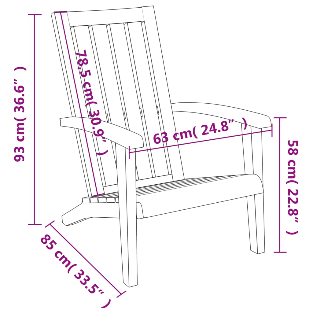 Garden Adirondack Chair | Black | Polypropylene (PP) | Standard