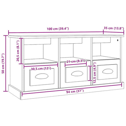 TV Cabinet High Gloss White 100x35x50 cm Engineered Wood