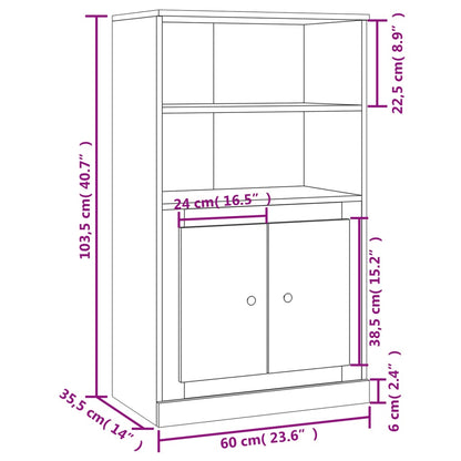 Highboard Grey Sonoma 60x35.5x103.5 cm Engineered Wood