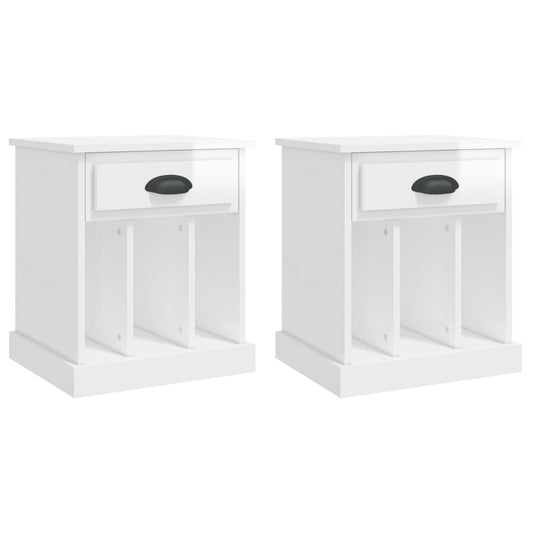 Bedside Cabinets 2 pcs High Gloss White 43x36x50 cm