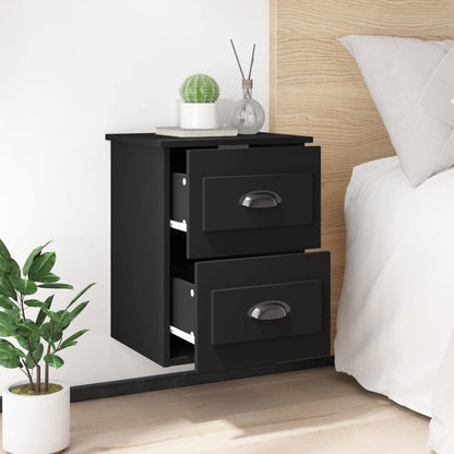 Wall-mounted Bedside Cabinet Black 41.5x36x53cm