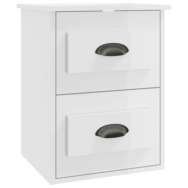 Wall-mounted Bedside Cabinet High Gloss White 41.5x36x53cm