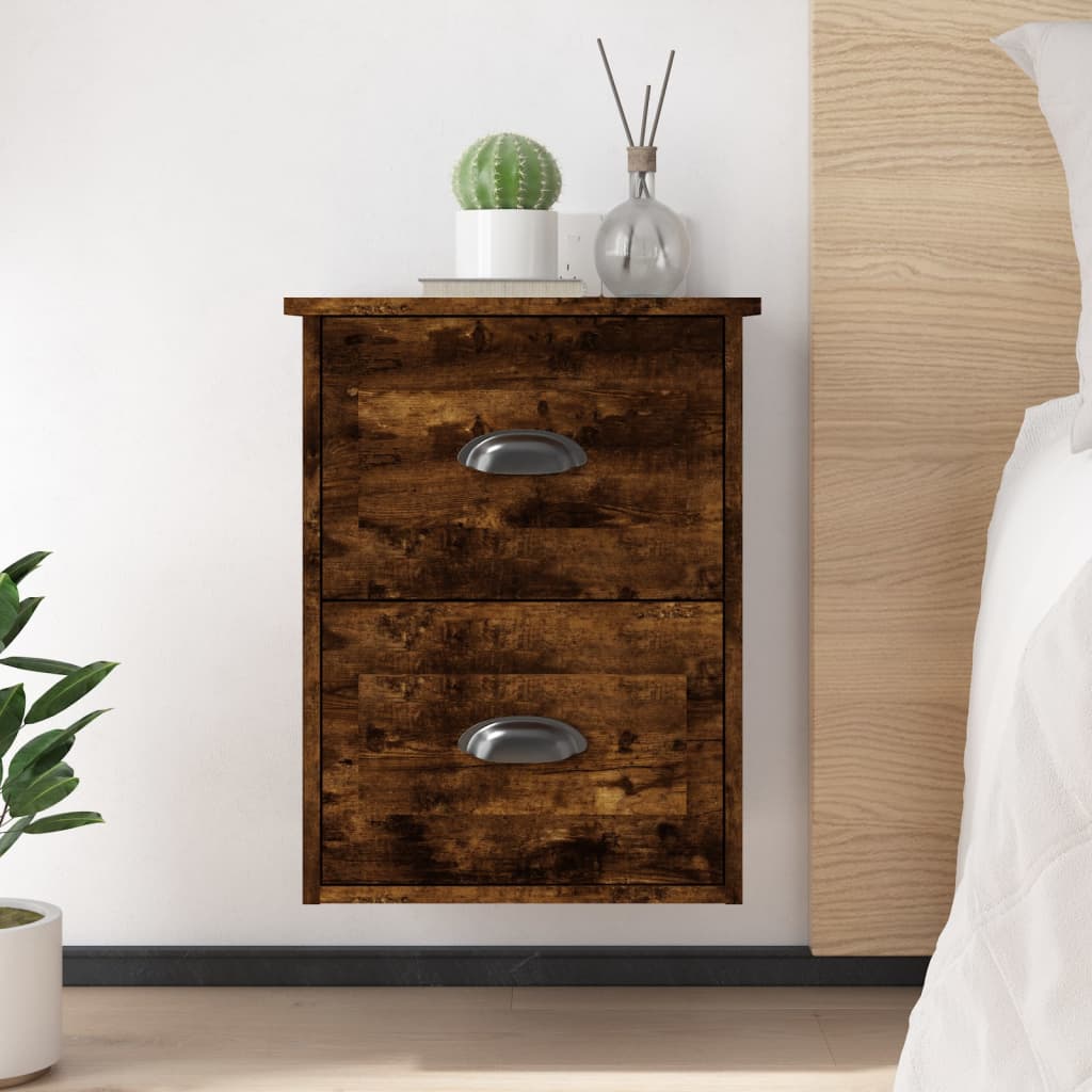 Wall-mounted Bedside Cabinet Smoked Oak 41.5x36x53cm