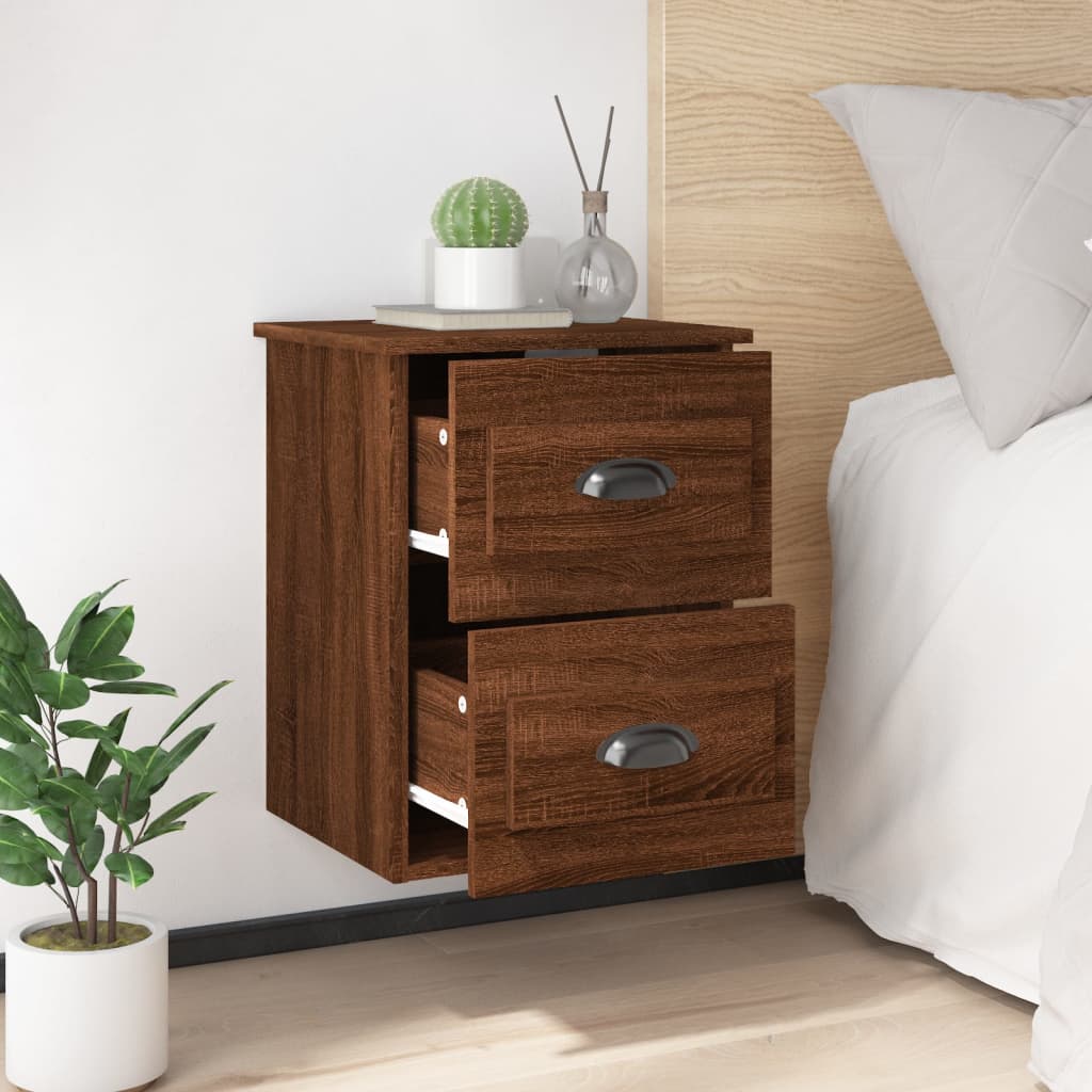 Wall-mounted Bedside Cabinet Brown Oak 41.5x36x53cm