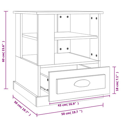Side Table White 50x50x60 cm Engineered Wood