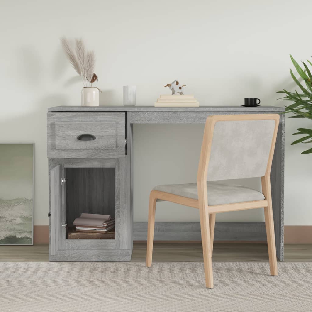 Desk with Drawer Grey Sonoma 115x50x75 cm Engineered Wood