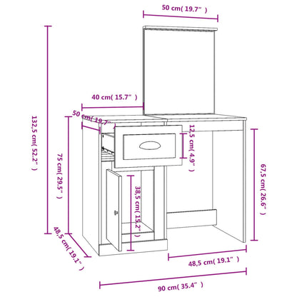 Dressing Table | Grey Sonona | Engineered Wood, Acrylic