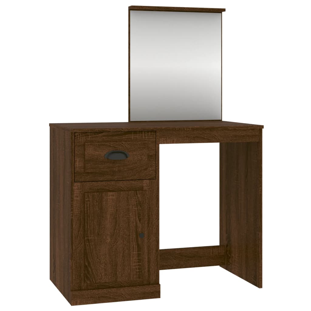 Dressing Table | Brown Oak | Engineered Wood, Acrylic | Dressing Table