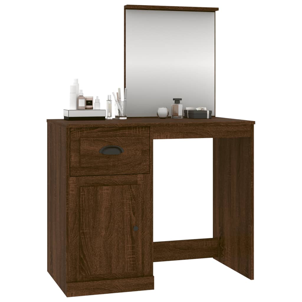 Dressing Table | Brown Oak | Engineered Wood, Acrylic | Dressing Table