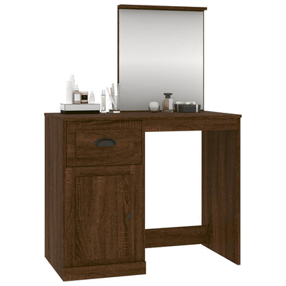 Dressing Table | Brown Oak | Engineered Wood, Acrylic | Dressing Table