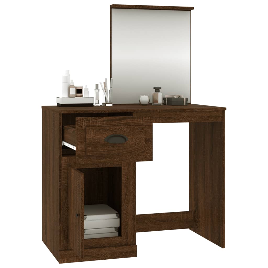 Dressing Table | Brown Oak | Engineered Wood, Acrylic | Dressing Table