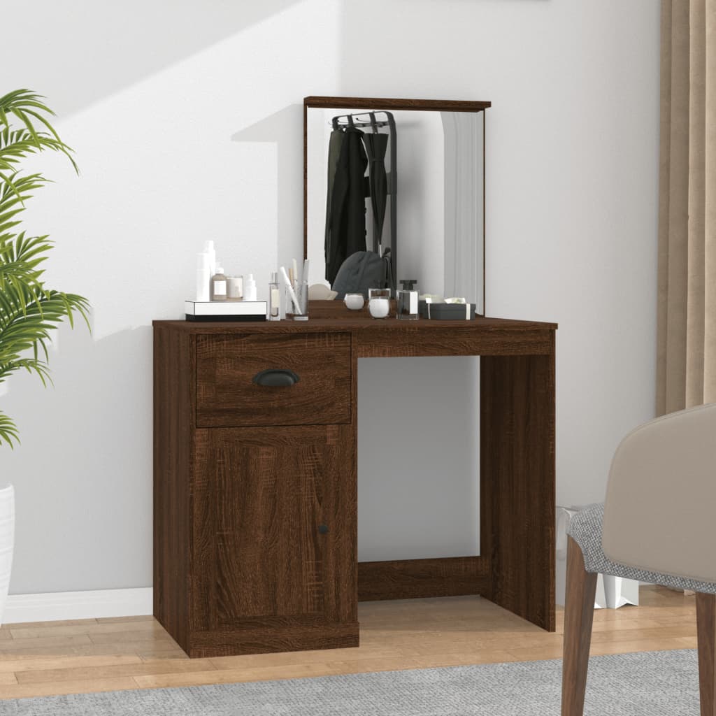 Dressing Table | Brown Oak | Engineered Wood, Acrylic | Dressing Table