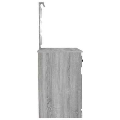 Dressing Table with LED Grey Sonona 90x50x132.5 cm Engineered Wood