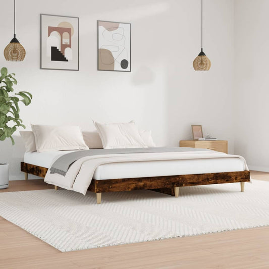 Bed Frame without Mattress Smoked Oak 140x200cm Engineered Wood