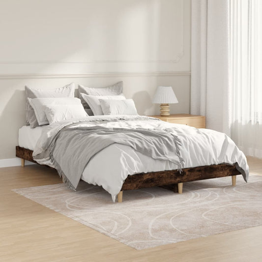 Bed Frame without Mattress Smoked Oak 120x190 cm Small Double Engineered Wood