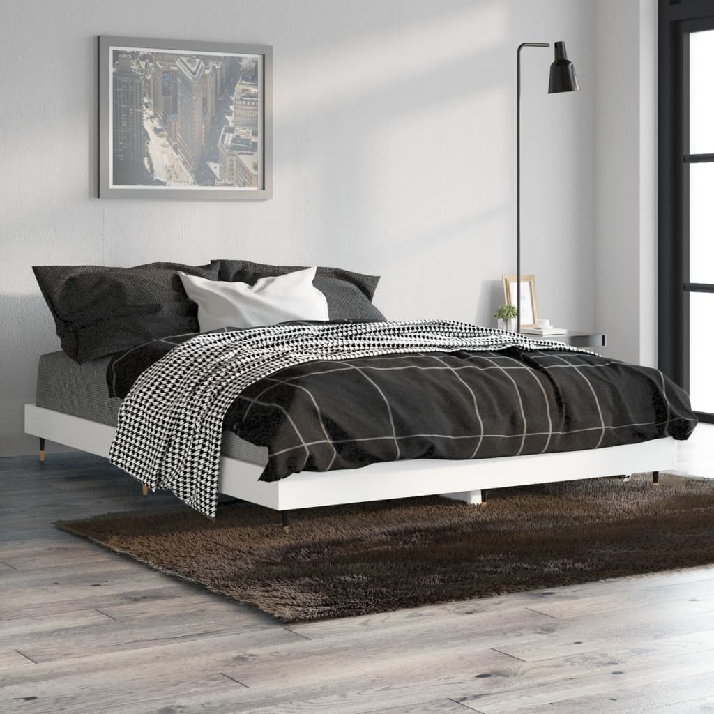 Bed Frame White 140x190 cm Engineered Wood
