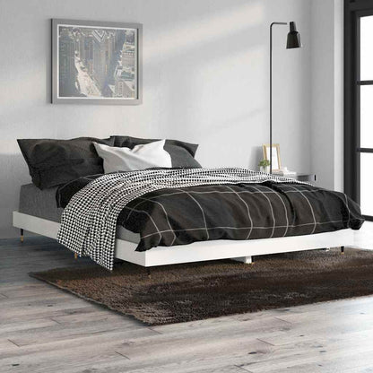 Bed Frame without Mattress High Gloss White 135x190 cm Double