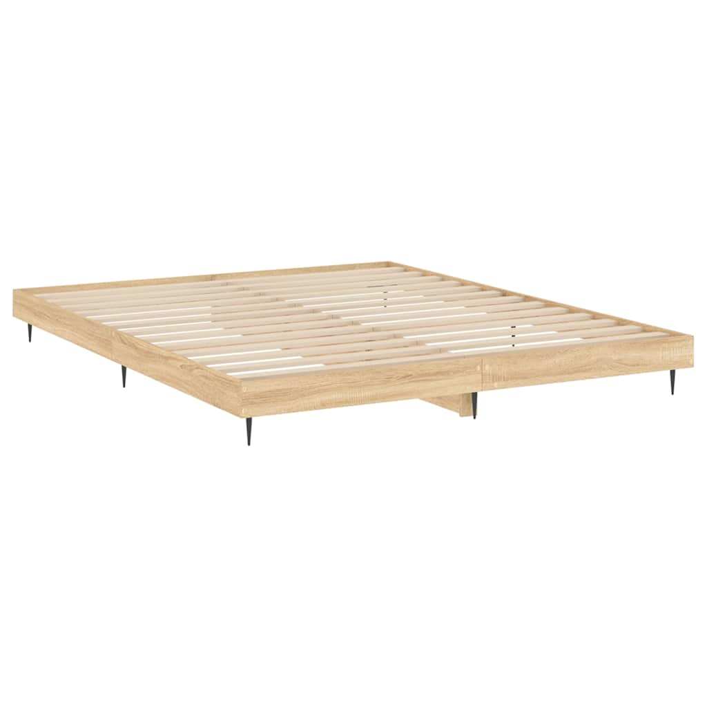 Bed Frame without Mattress Sonoma Oak 200x200 cm Engineered Wood