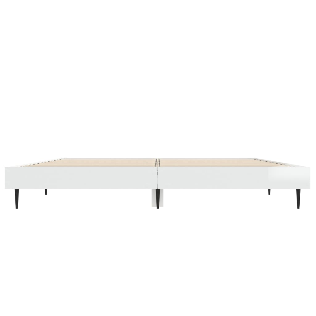 Bed Frame without Mattress High Gloss White 135x190 cm Double